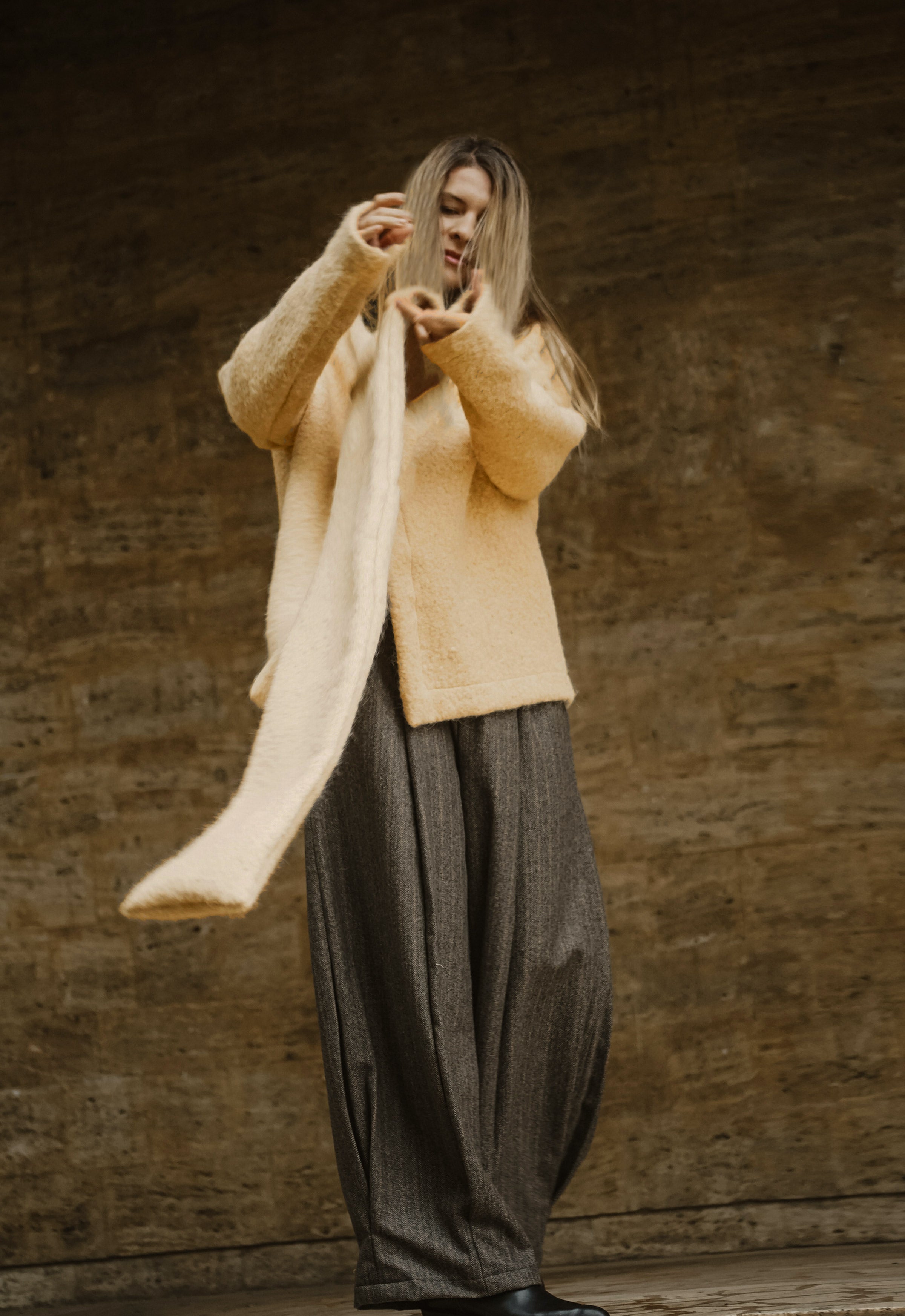 BOILED WOOL SCARF JACKET