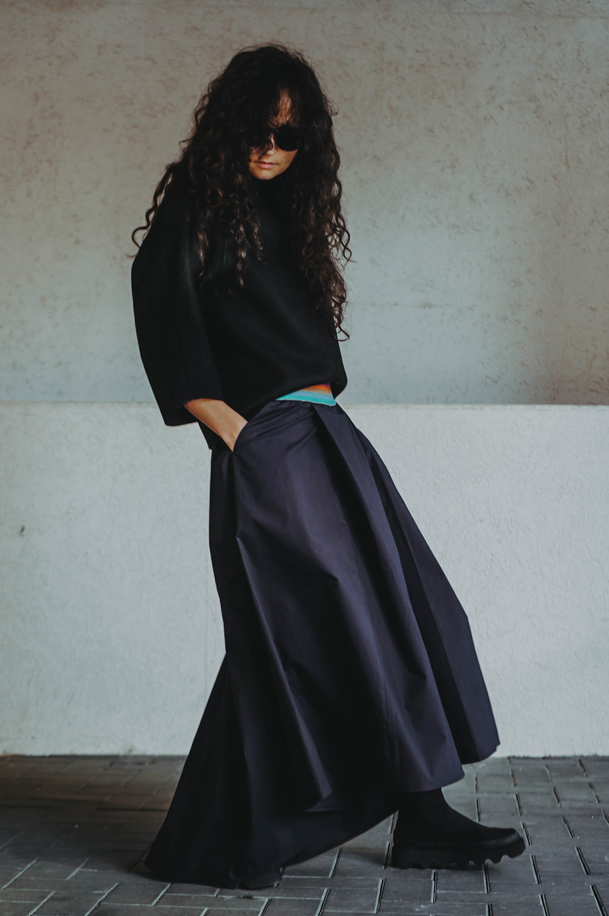 Pleated midi skirt