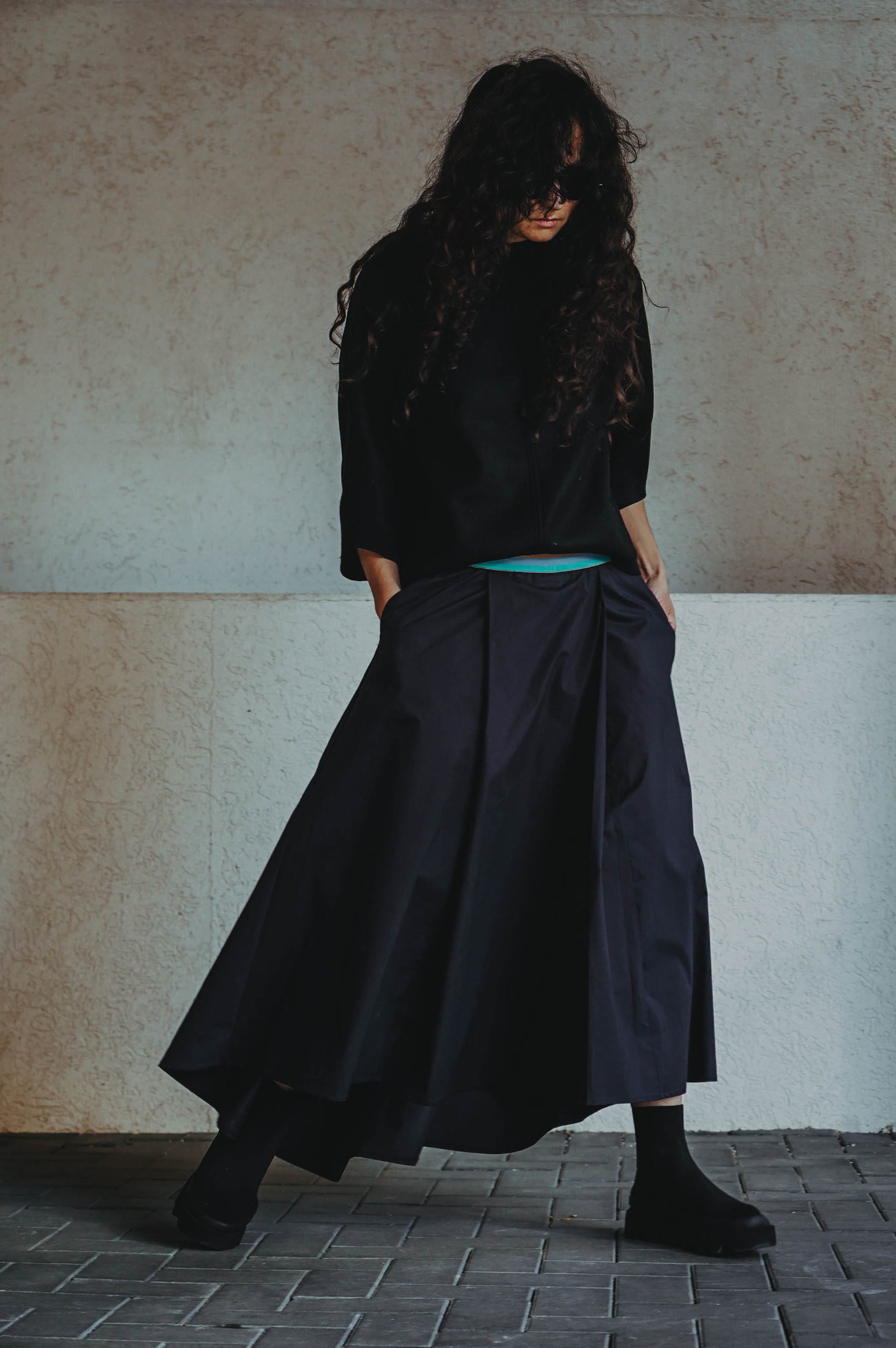 Pleated midi skirt