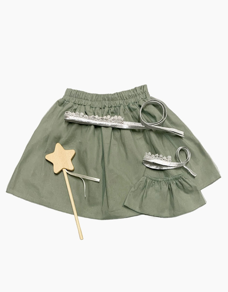 “Little Fairy” child/doll skirt duo with sage green tutus