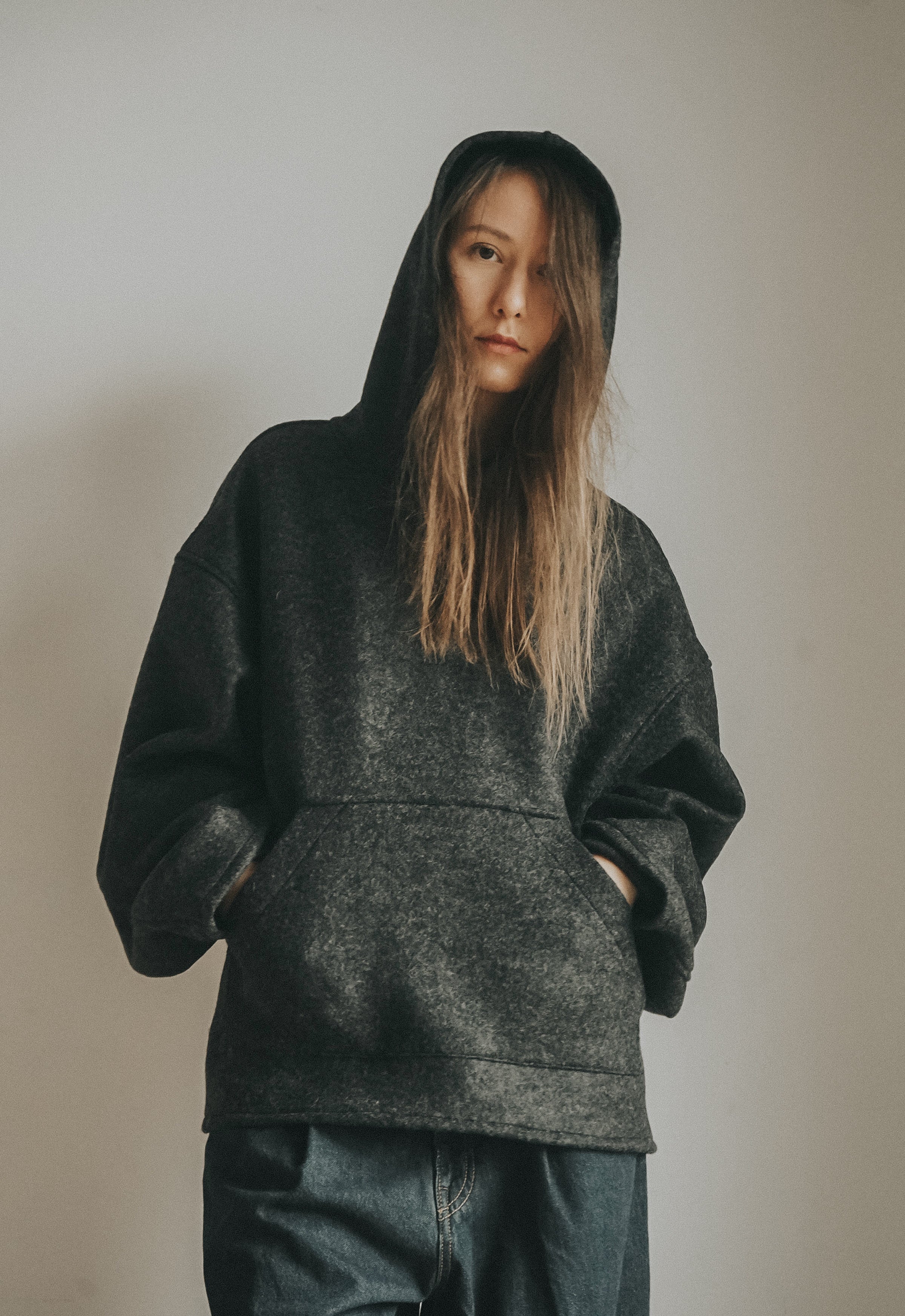 BOILED WOOL HOODIE