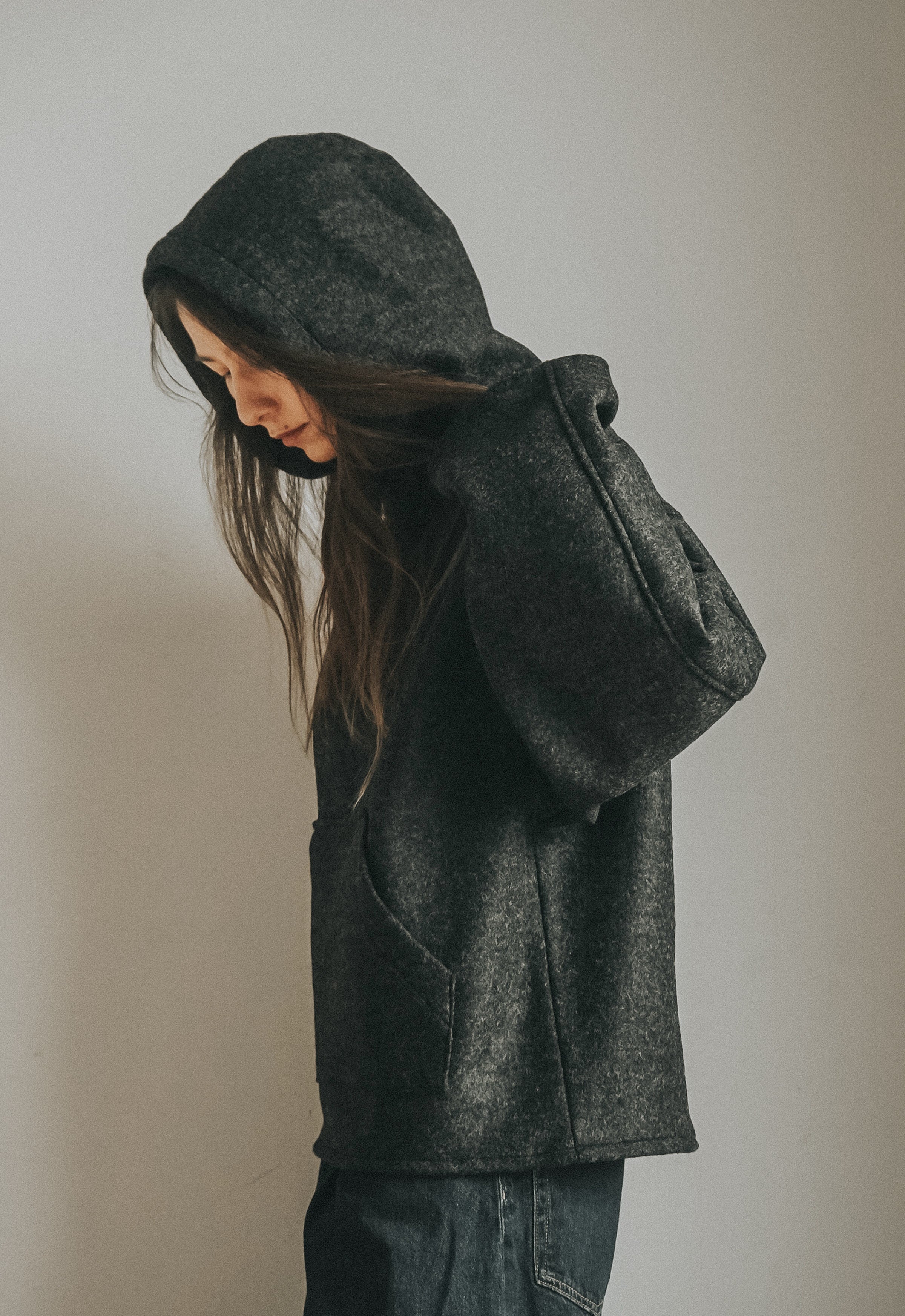 BOILED WOOL HOODIE