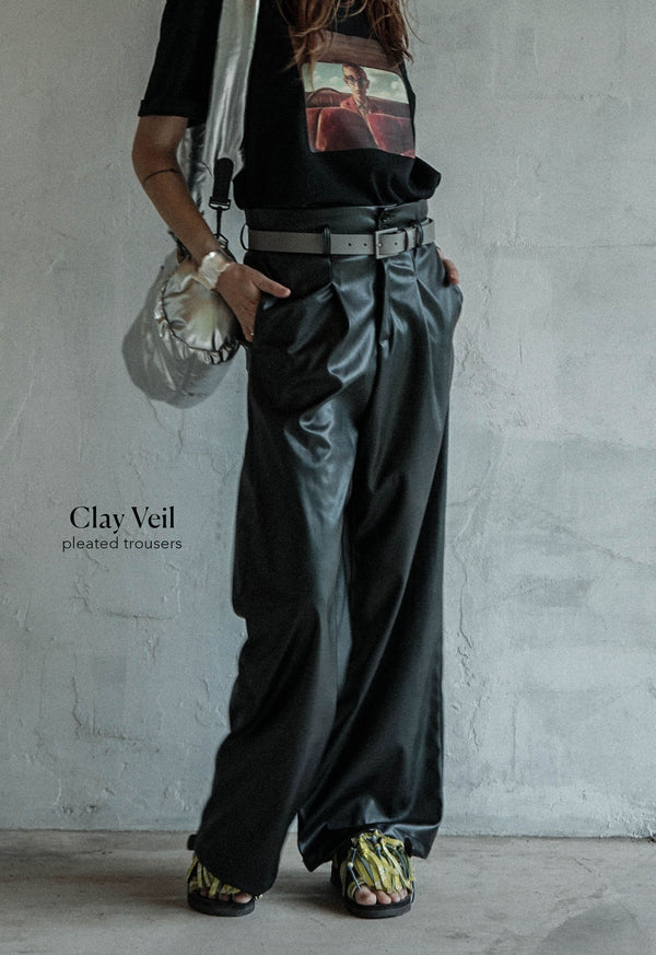 Eco-Leather Pleated Trousers
