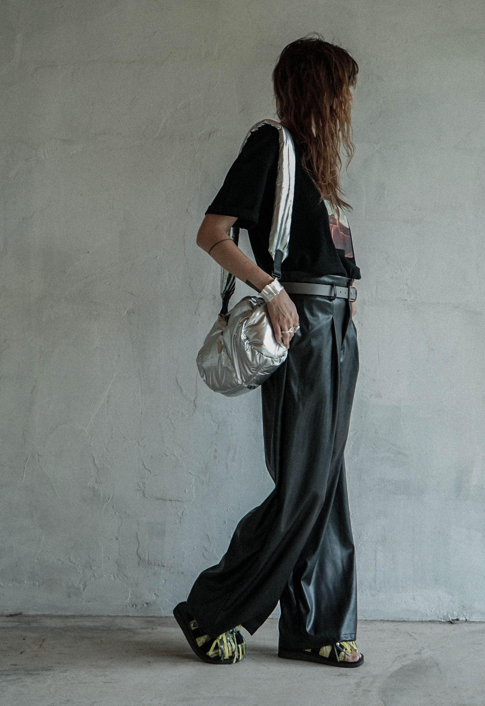 Eco-Leather Pleated Trousers