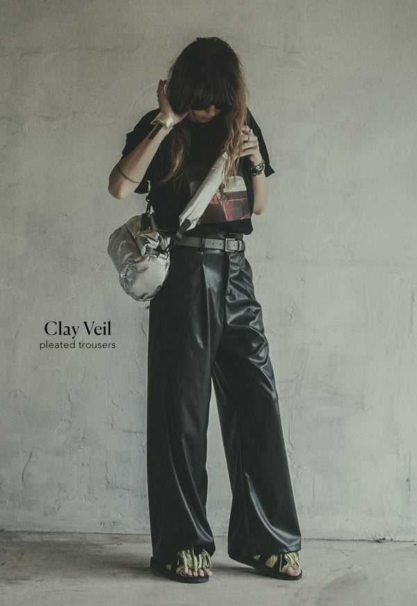 Eco-Leather Pleated Trousers