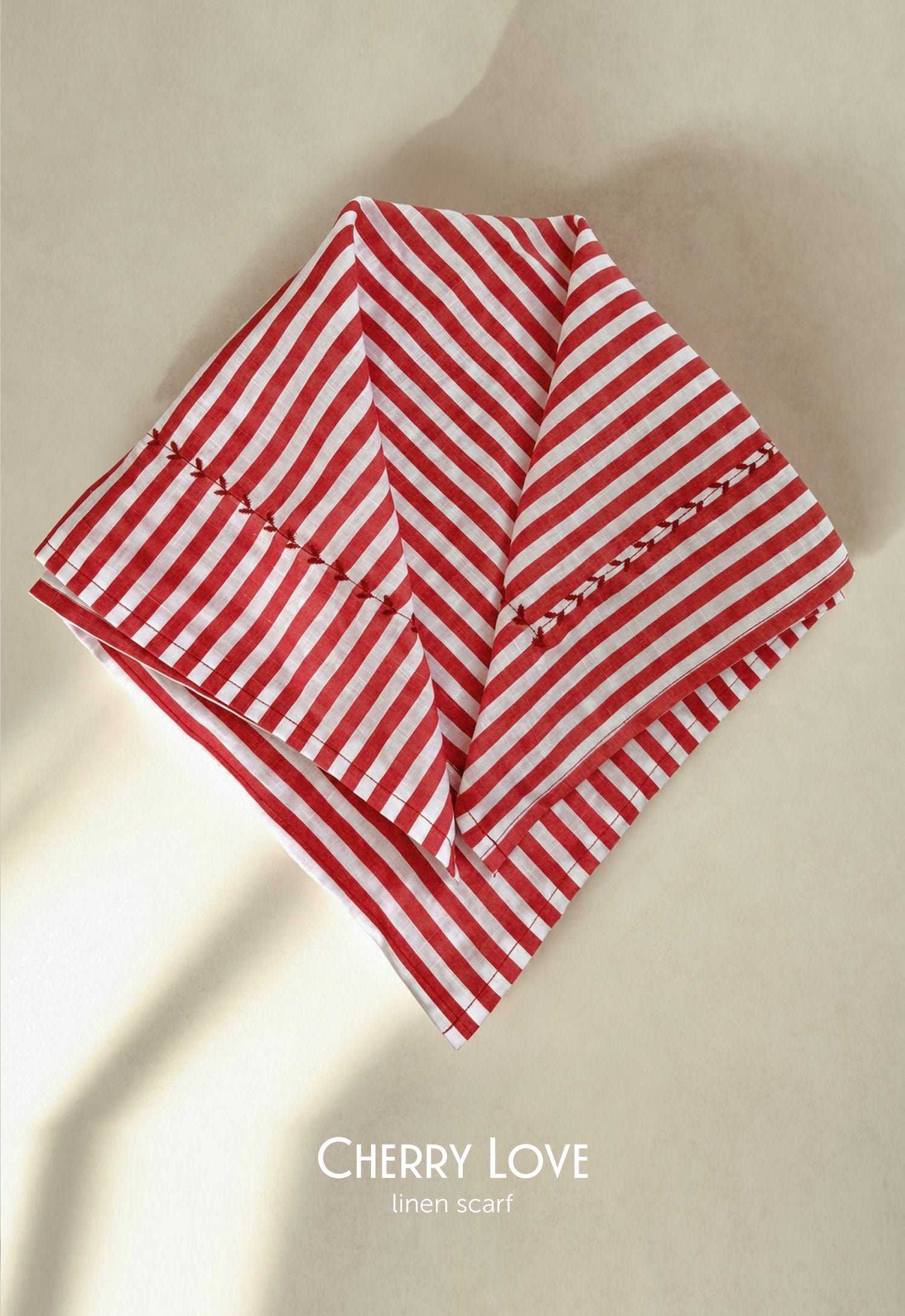 Cherry Love Linen Scarf