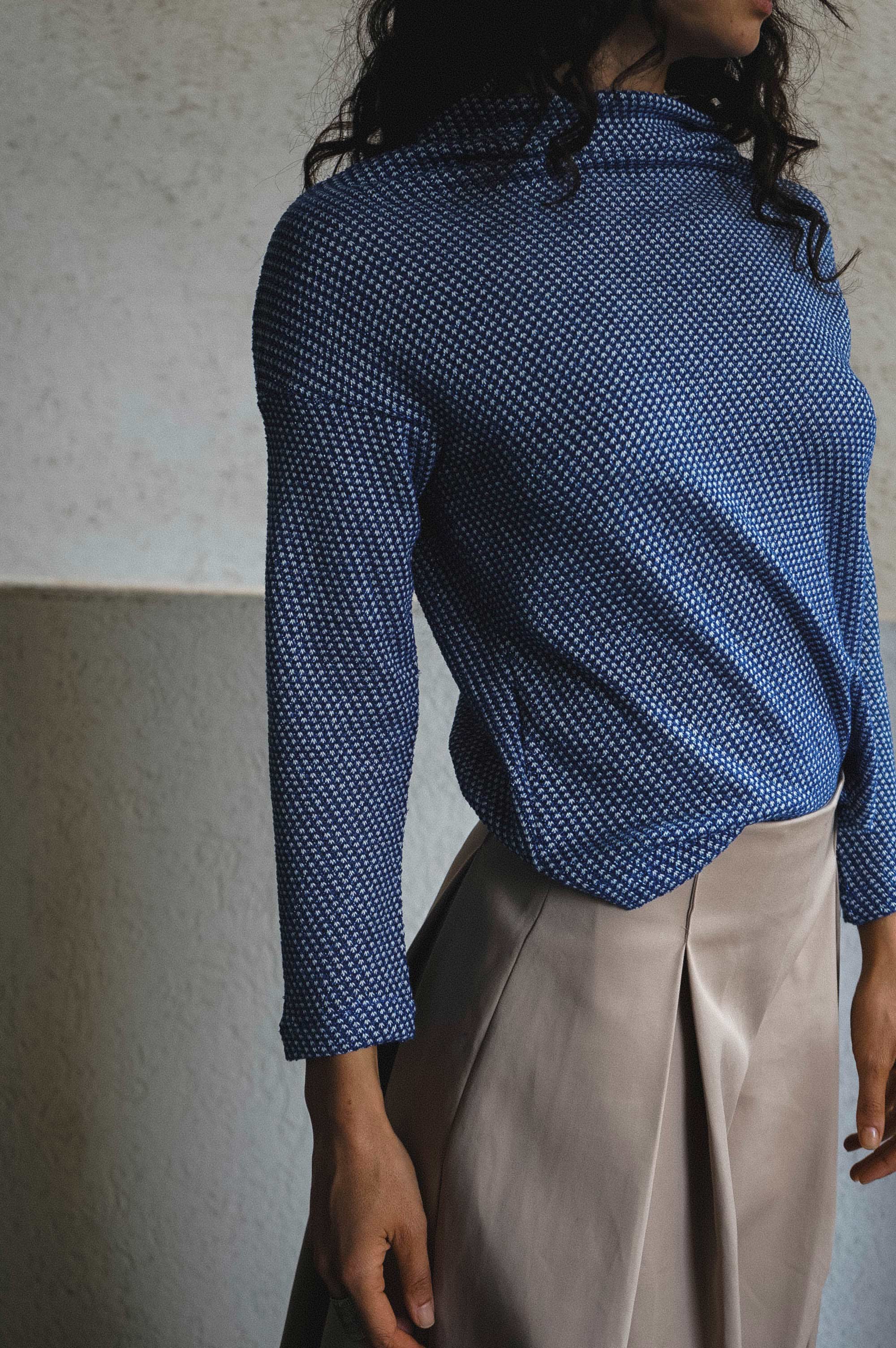 Koya Blues Afro Cotton Mock Neck Top