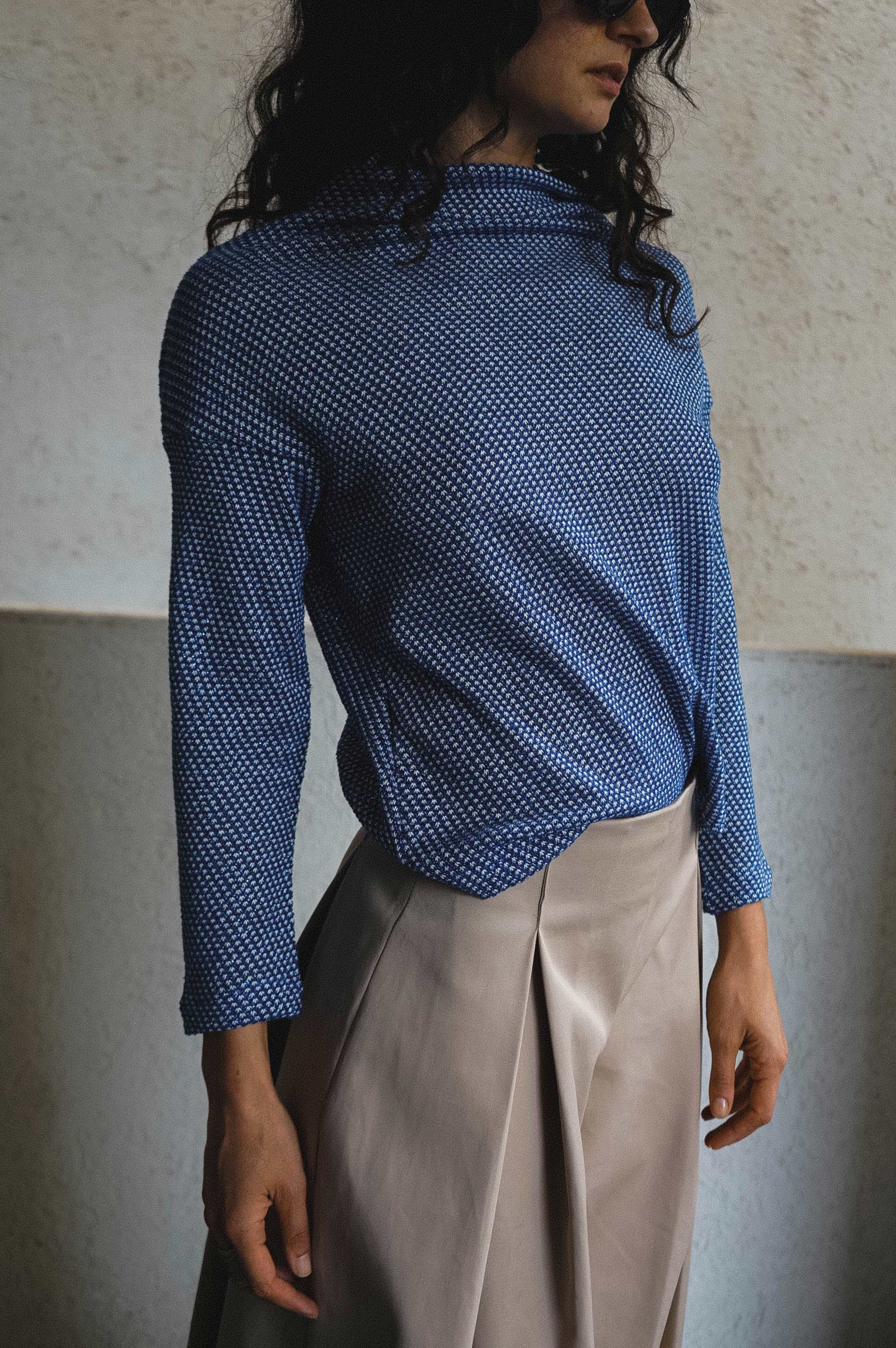 Koya Blues Afro Cotton Mock Neck Top