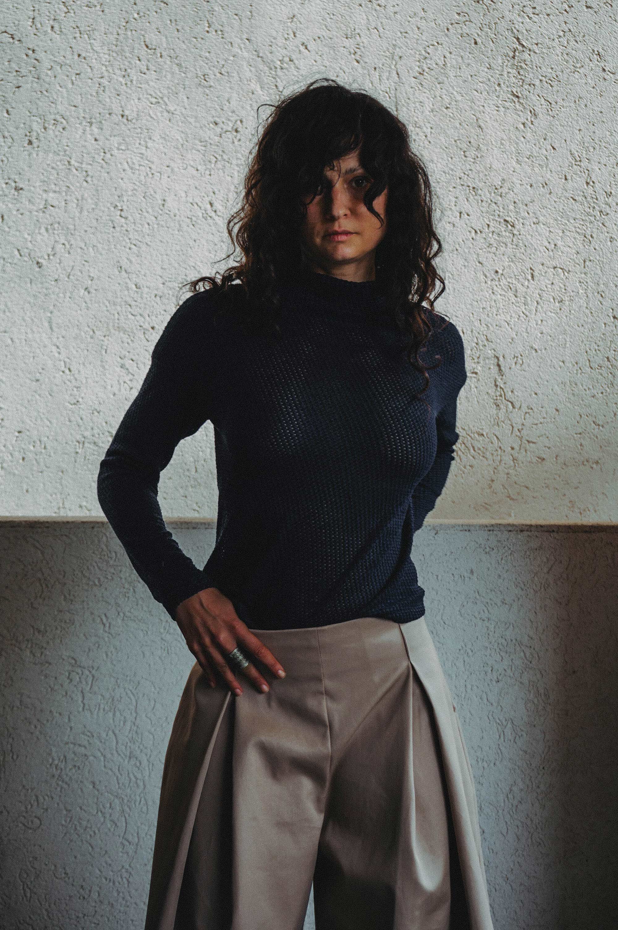 Koya Blues Afro Cotton Knitted Mock Neck Top