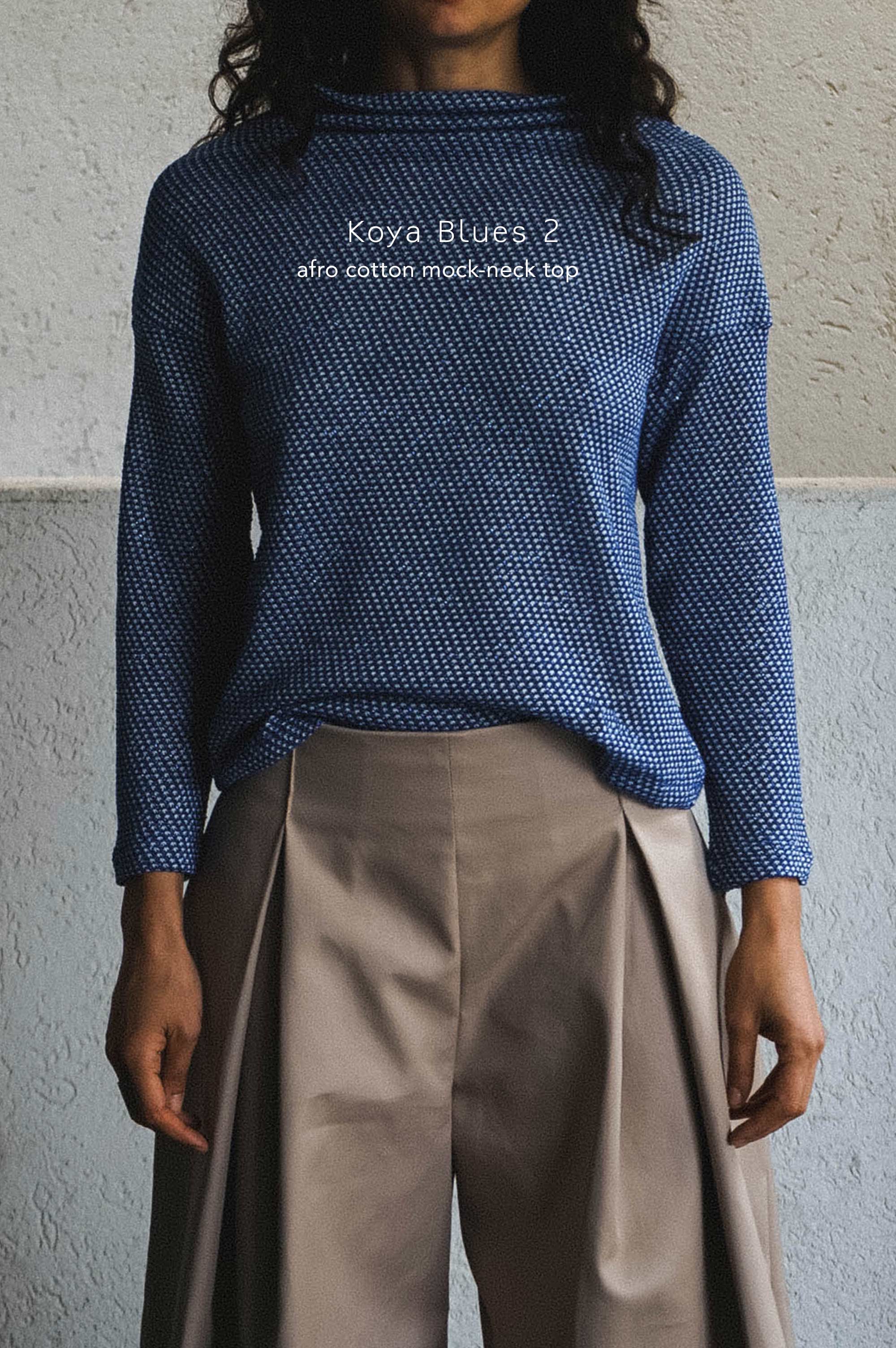 Koya Blues Afro Cotton Mock Neck Top