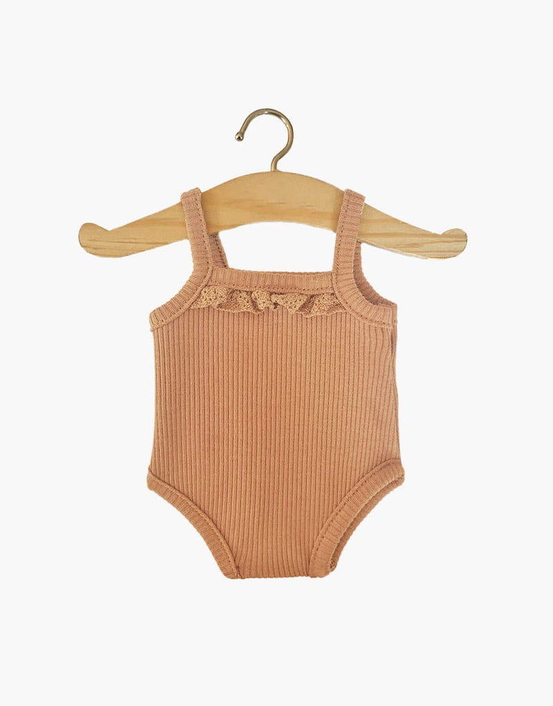 Bodysuit with brown sugar straps and lace