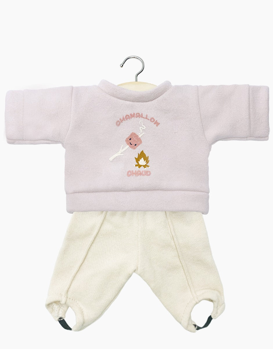 Sweatshirt set in “warm Marshmallow” petal fleece and its Popeye spindle