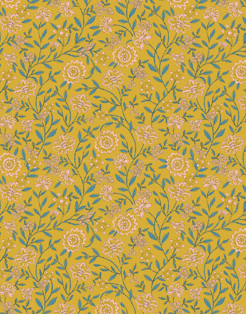 Doll changing bag Flowers in mustard liana