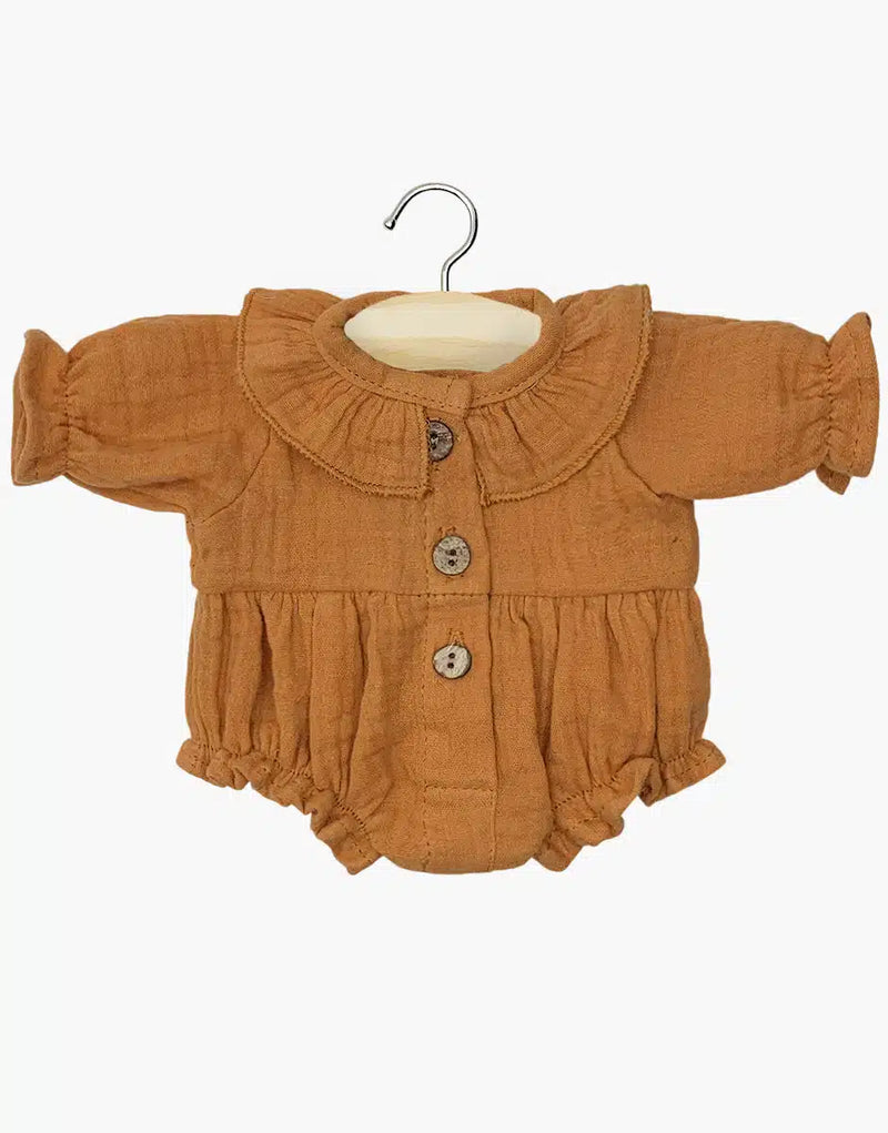 Léonore romper in cognac cotton gauze