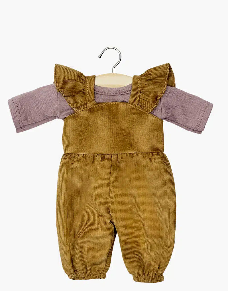 Claudie overalls in Havana milleraies and dark orchid t-shirt set