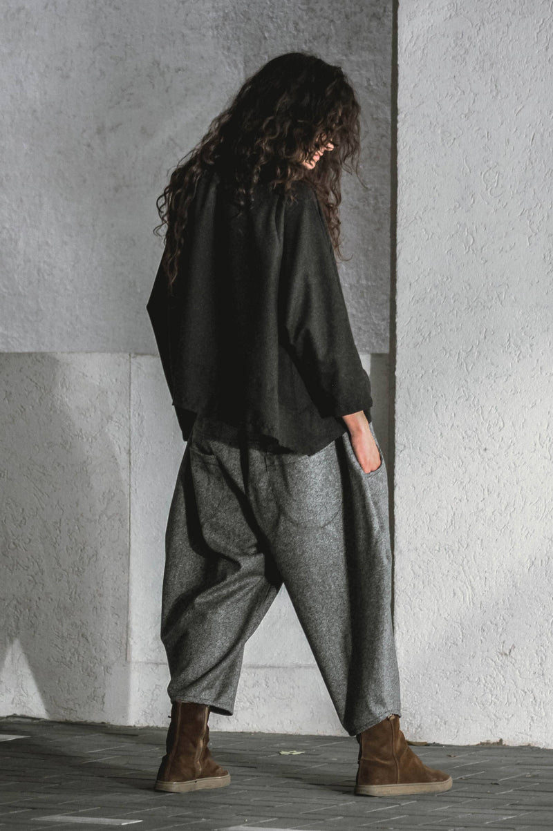 Soft Wool Baggy Trousers