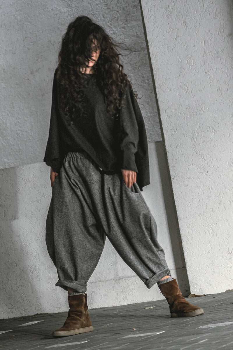 Soft Wool Baggy Trousers