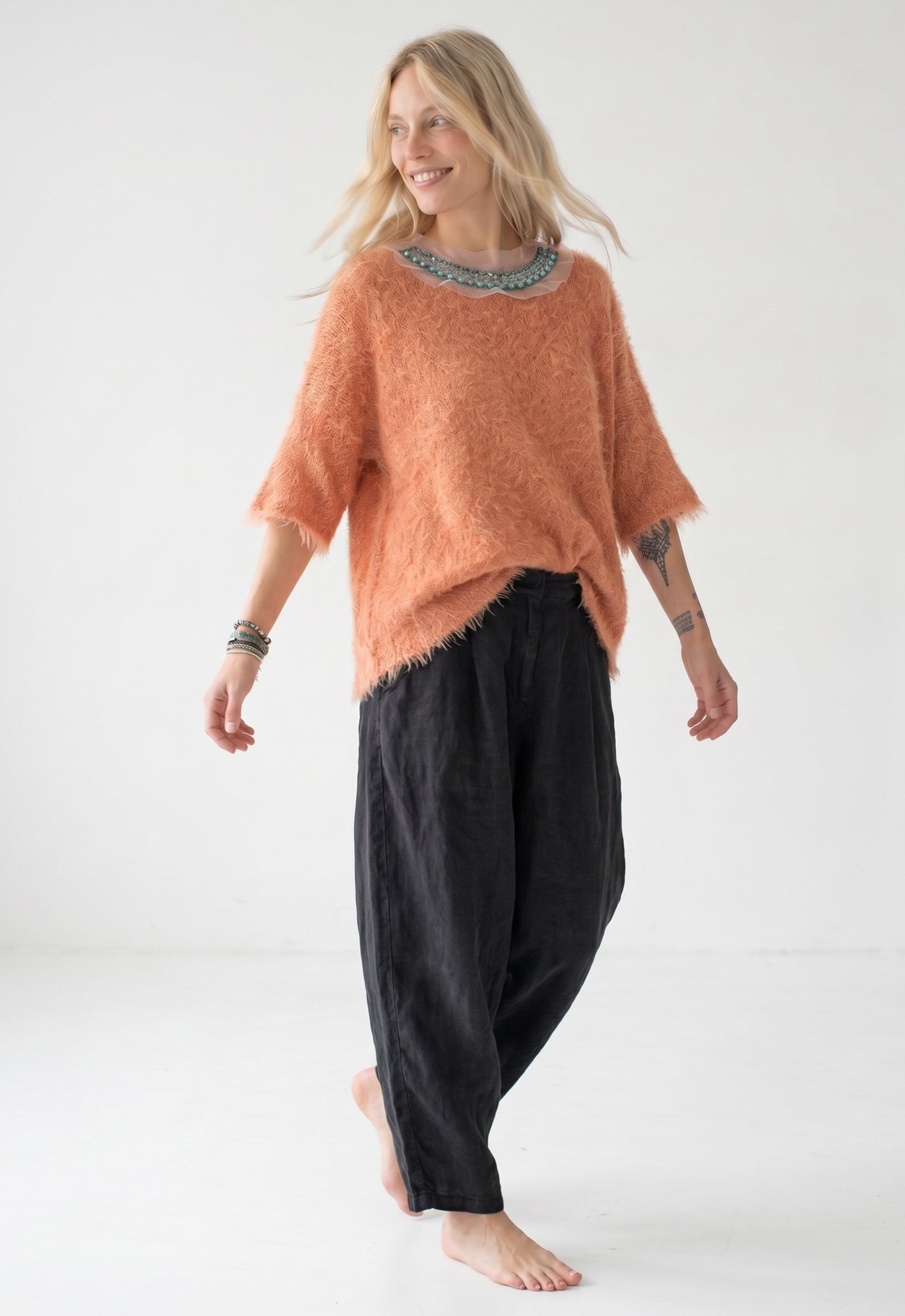 Peach Bloom Hand Knitted Top