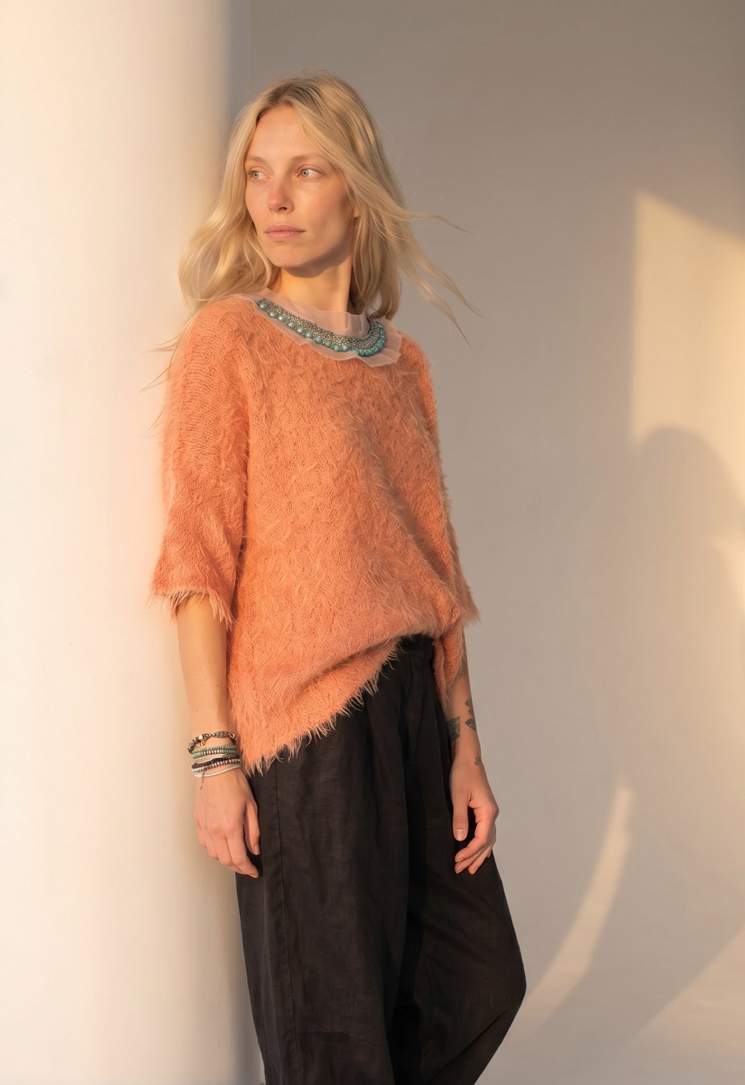 Peach Bloom Hand Knitted Top