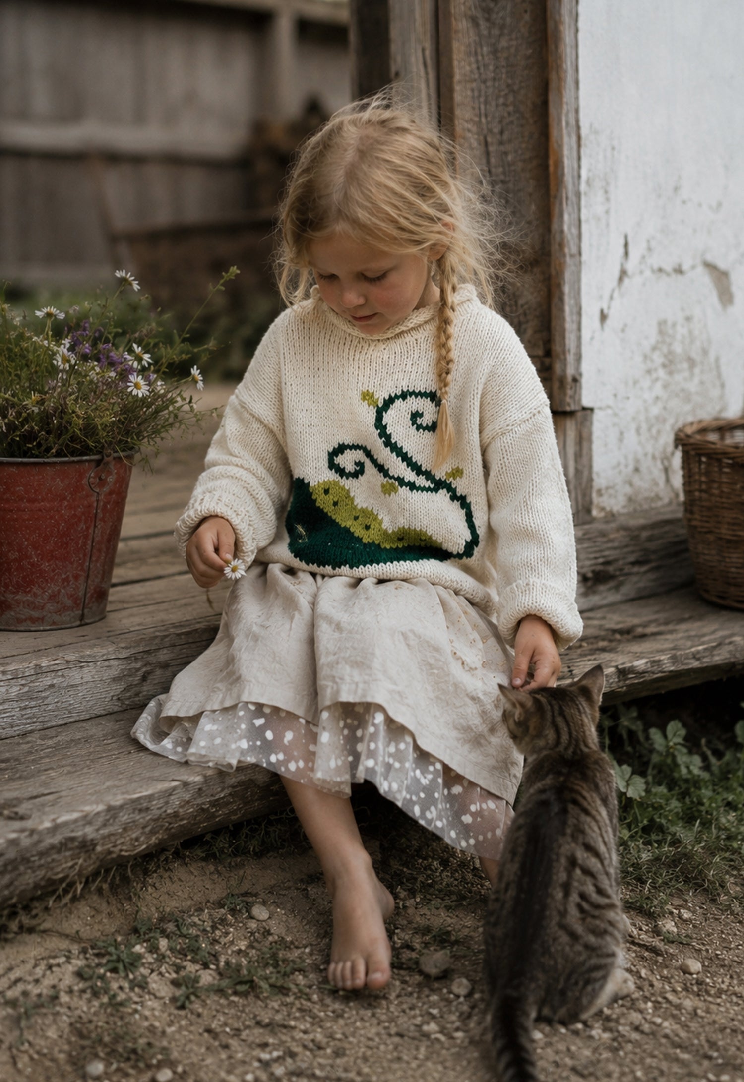 Hand knitted cotton sweater