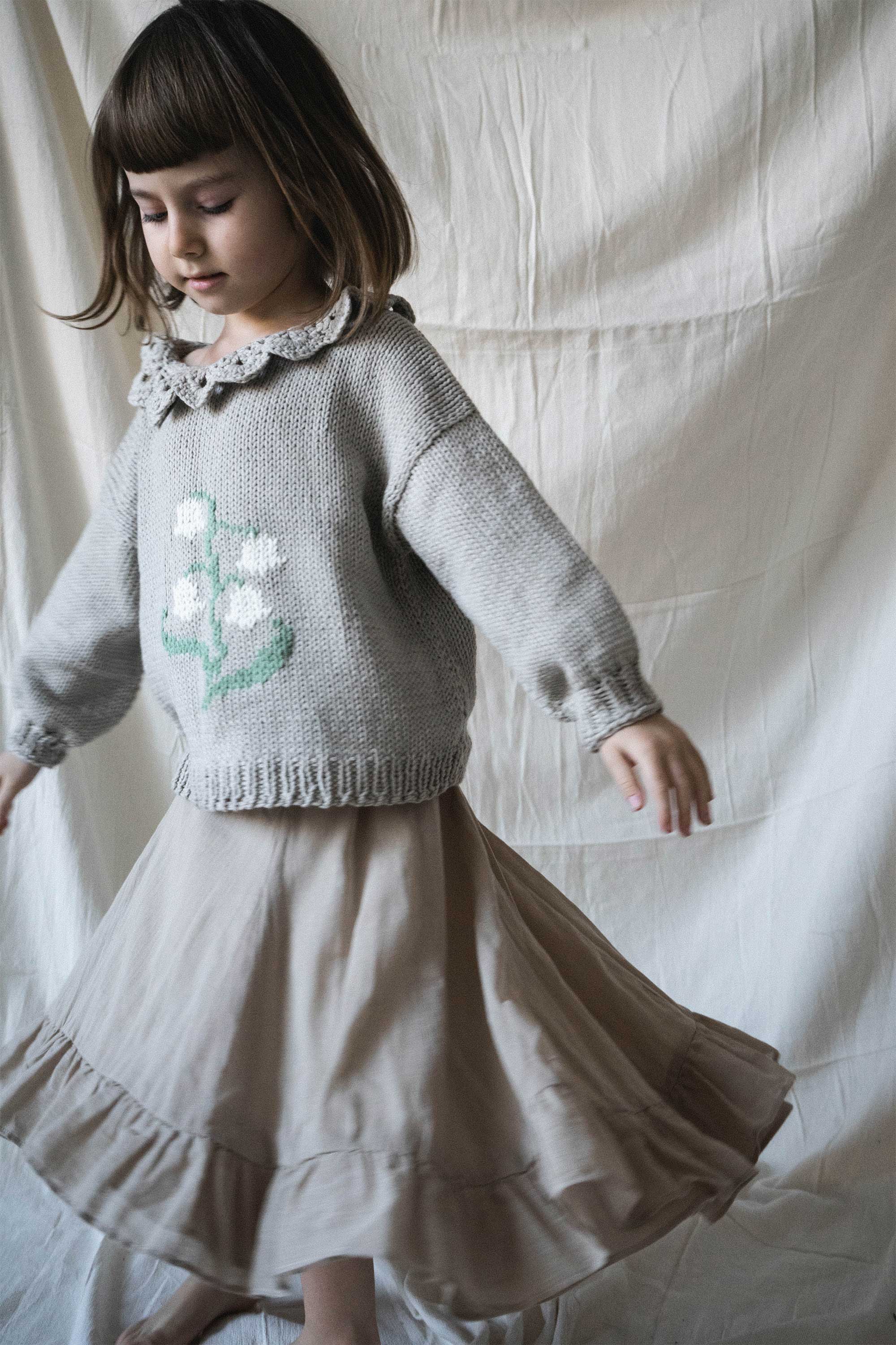 Spring blues hand knitted sweater