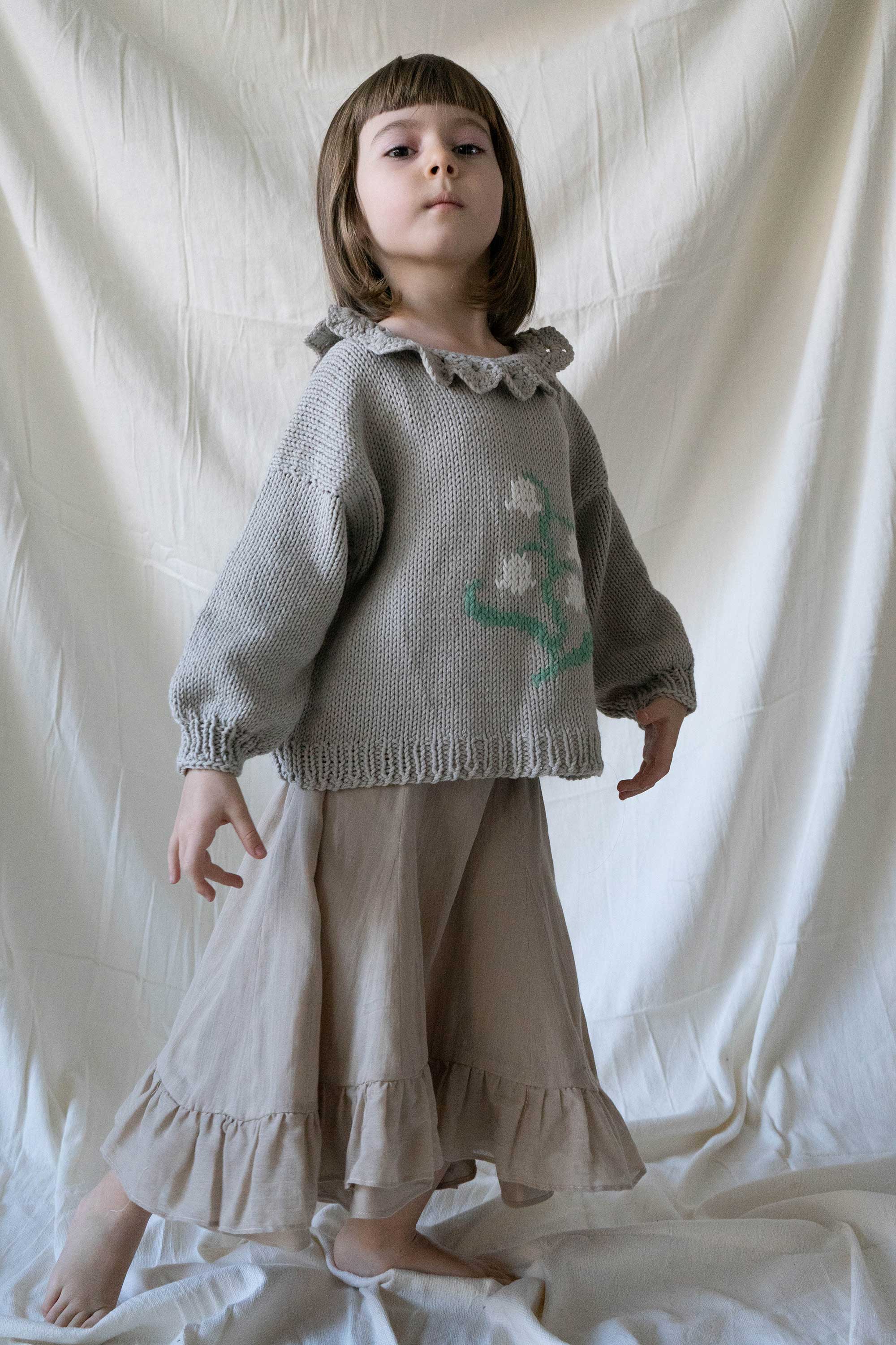 Spring blues hand knitted sweater