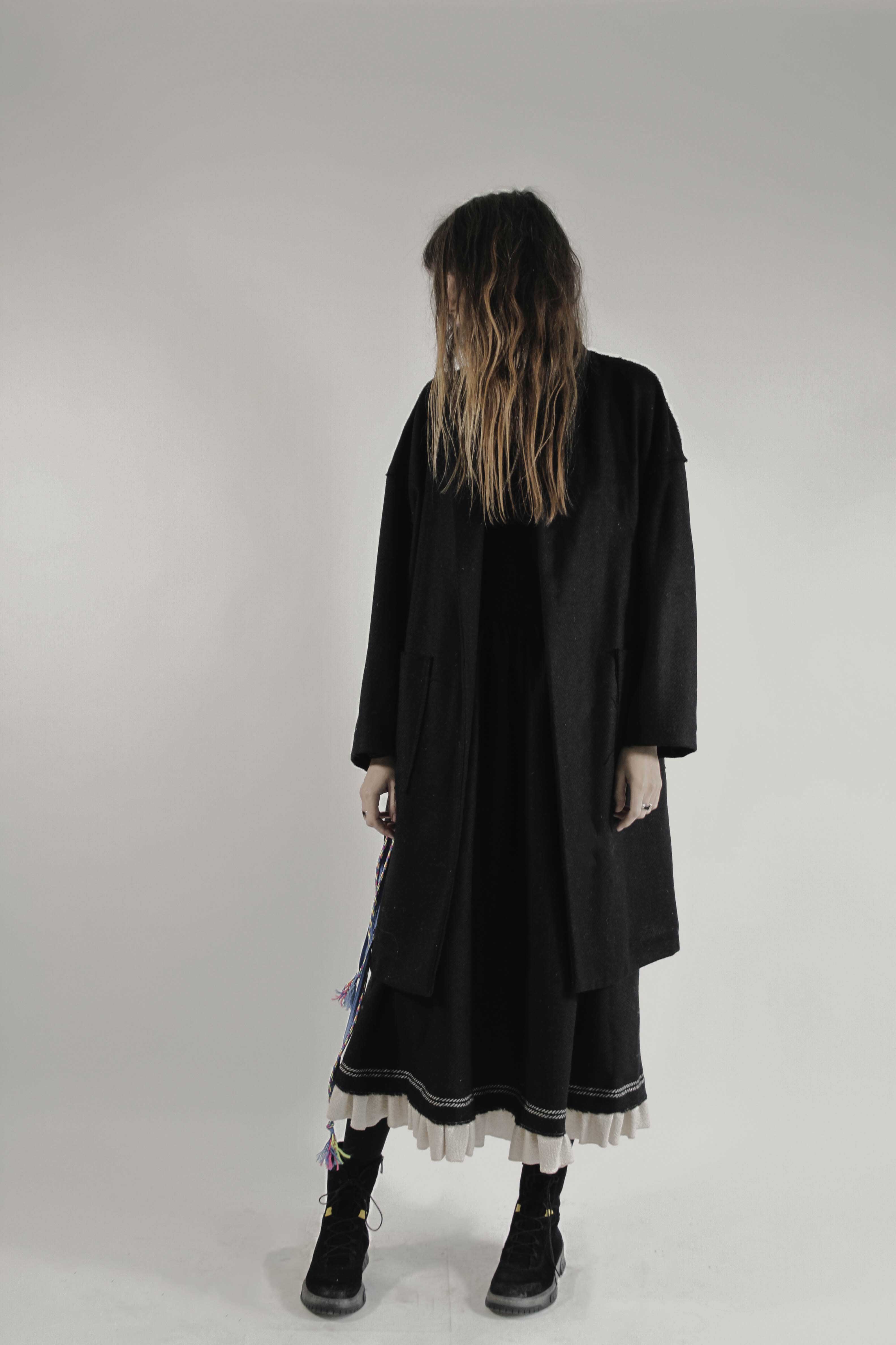 Black Wool Trench