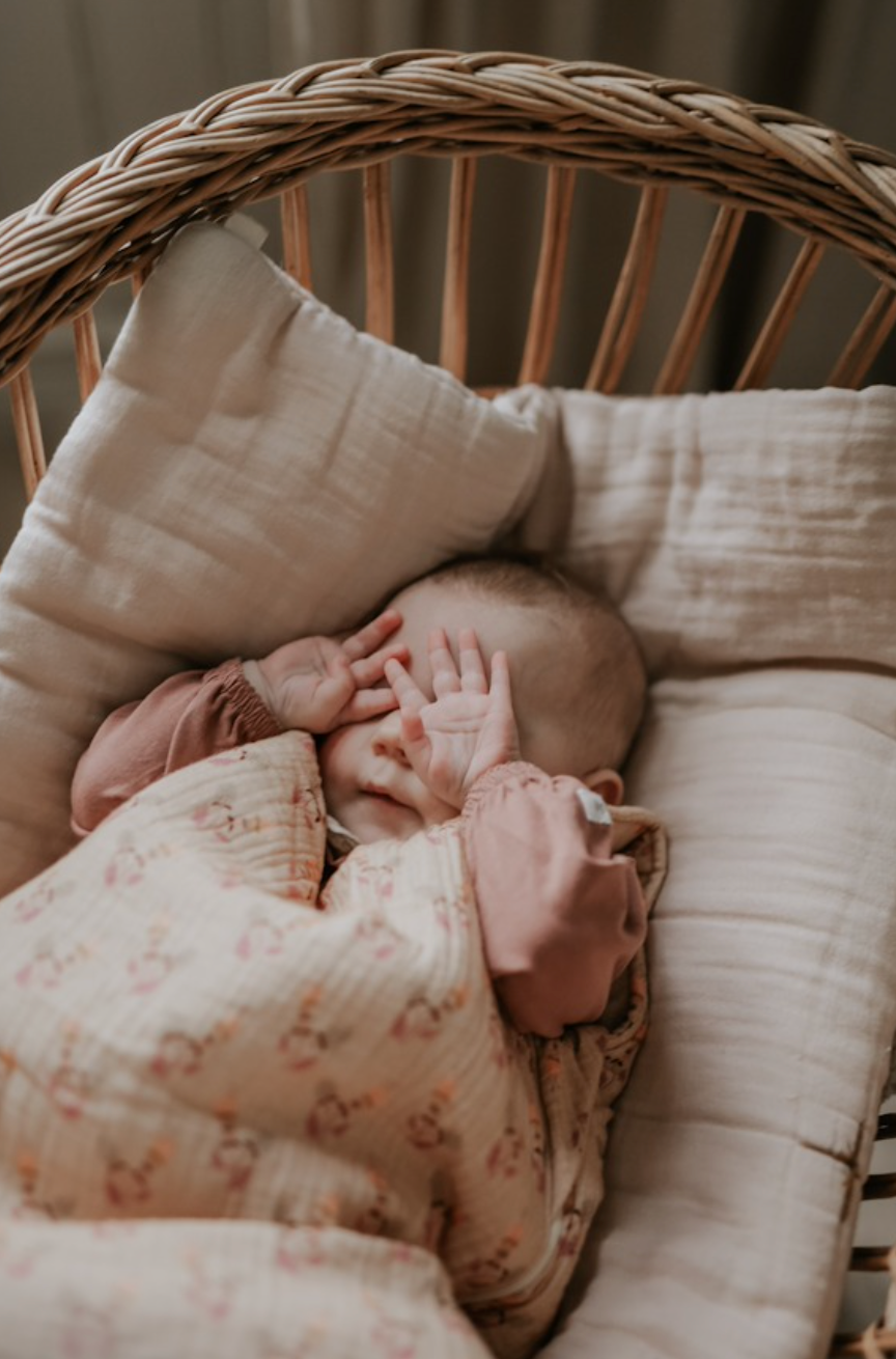 BABY SLEEPING BAG (coton double gaze Fleurs d'avril)
