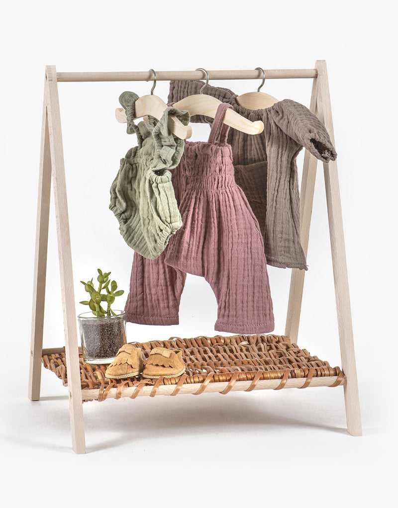 Wendy - Wood/Wicker Clothes Rack