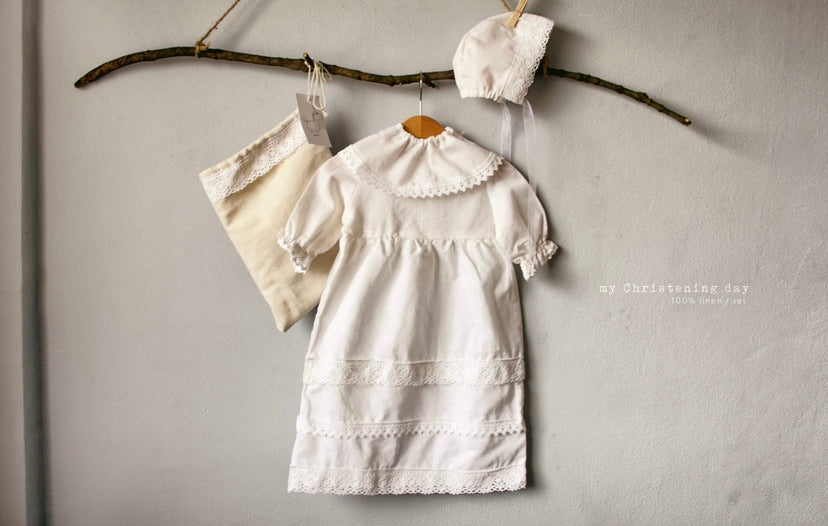 Handmade Christening linen set