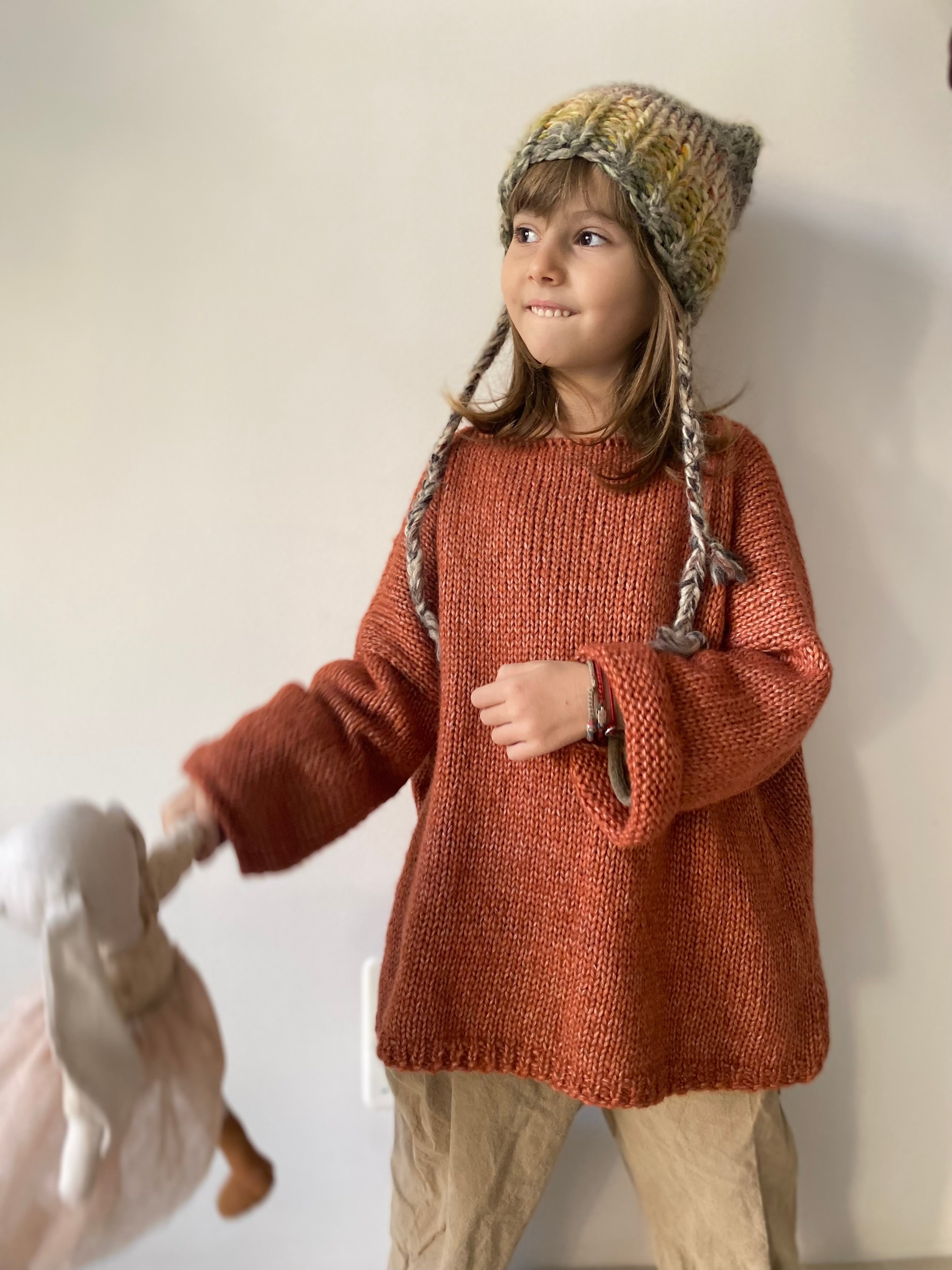 Hand knitted wool top