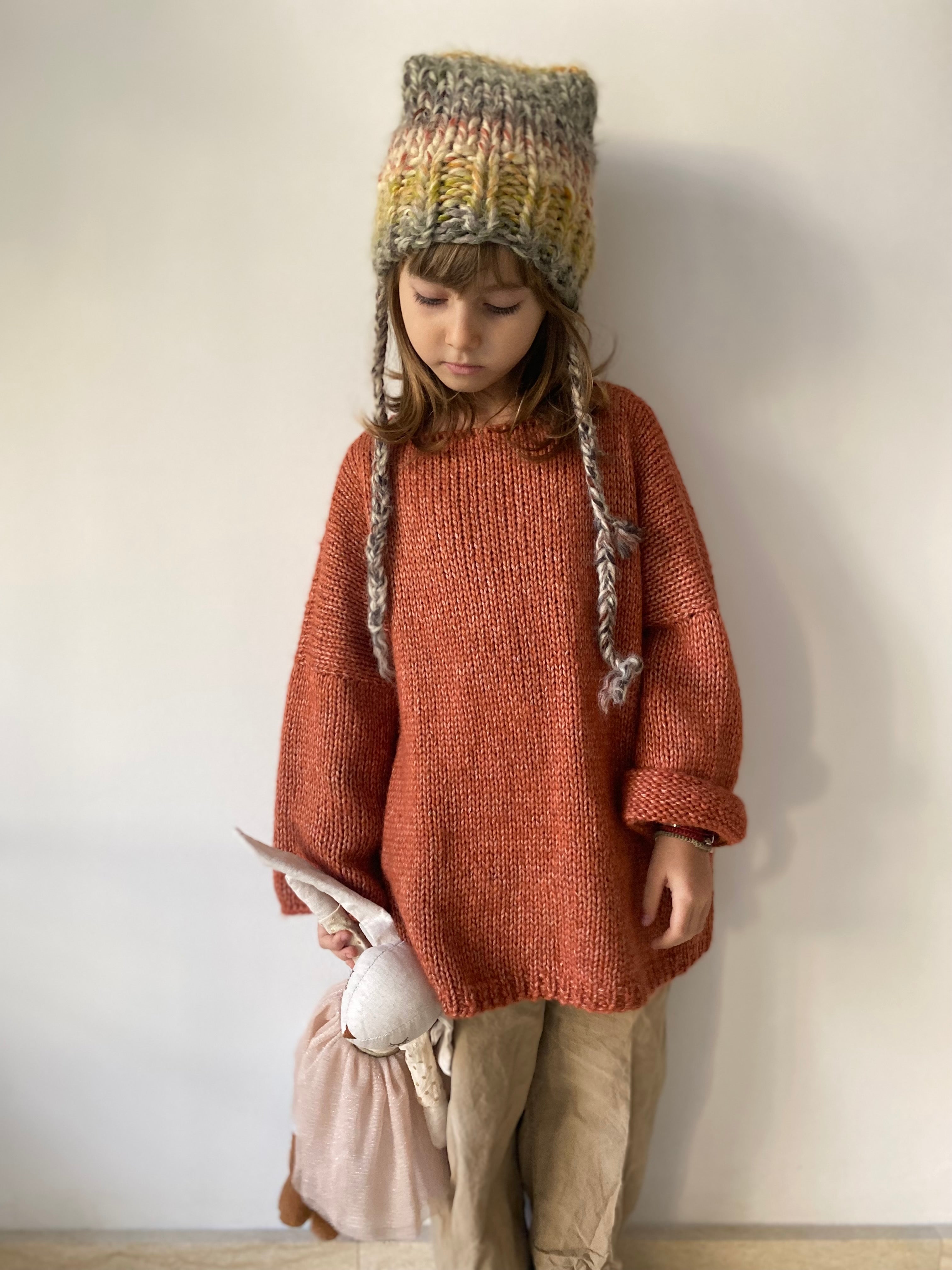 Hand knitted wool top