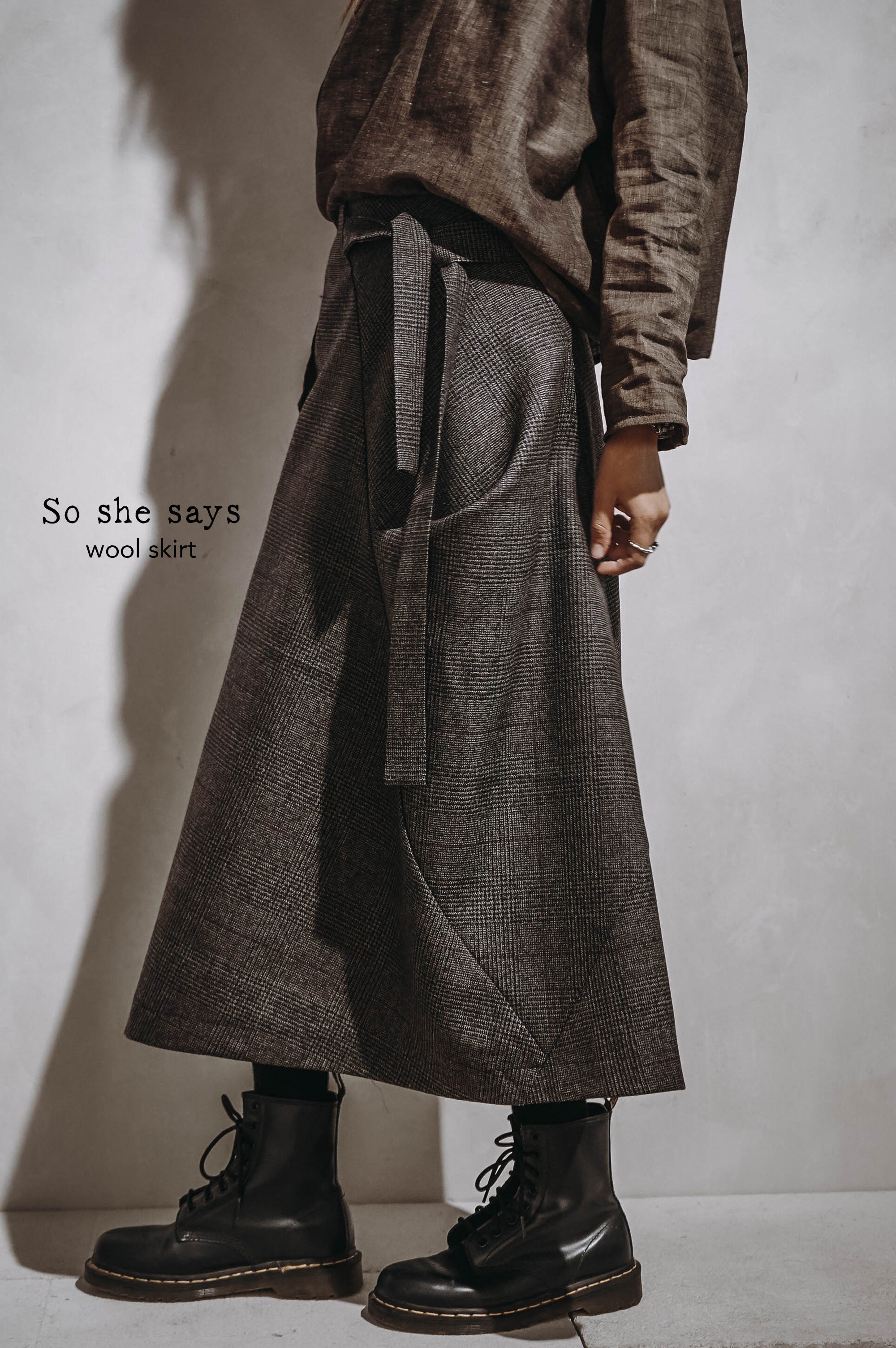 So she says wool skirt