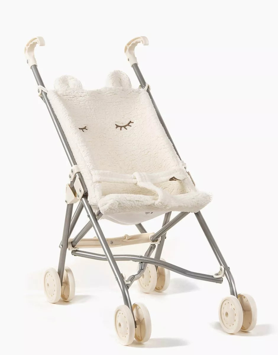 Dolls stroller in ecru sherpa
