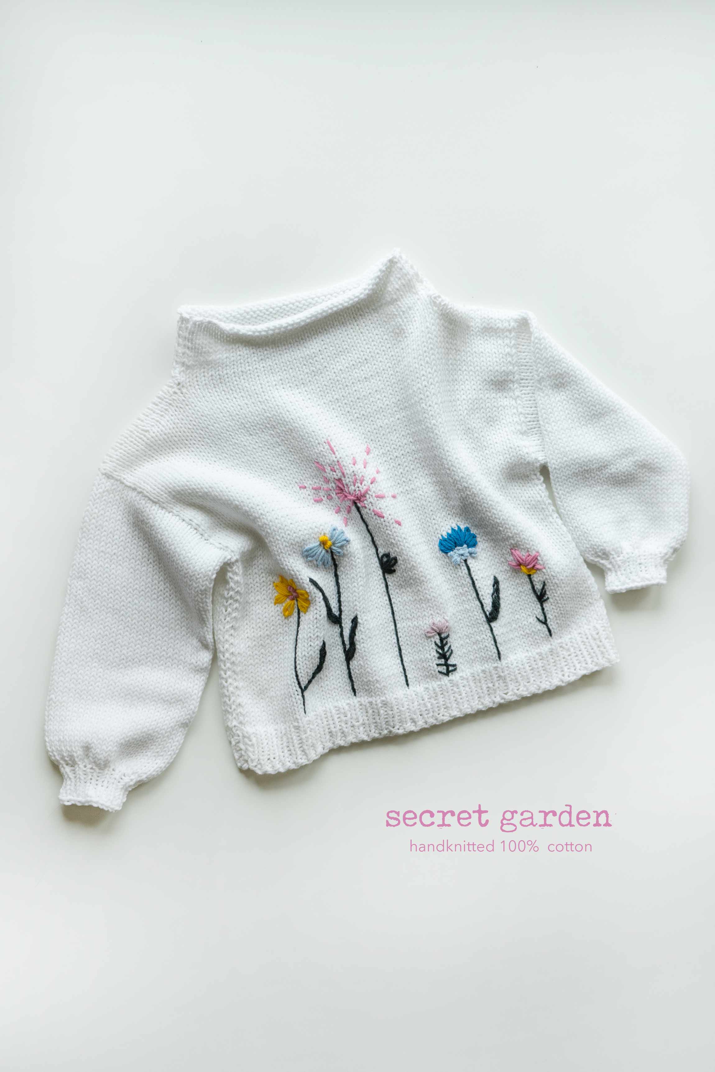 Secret garden hand knitted cotton sweater