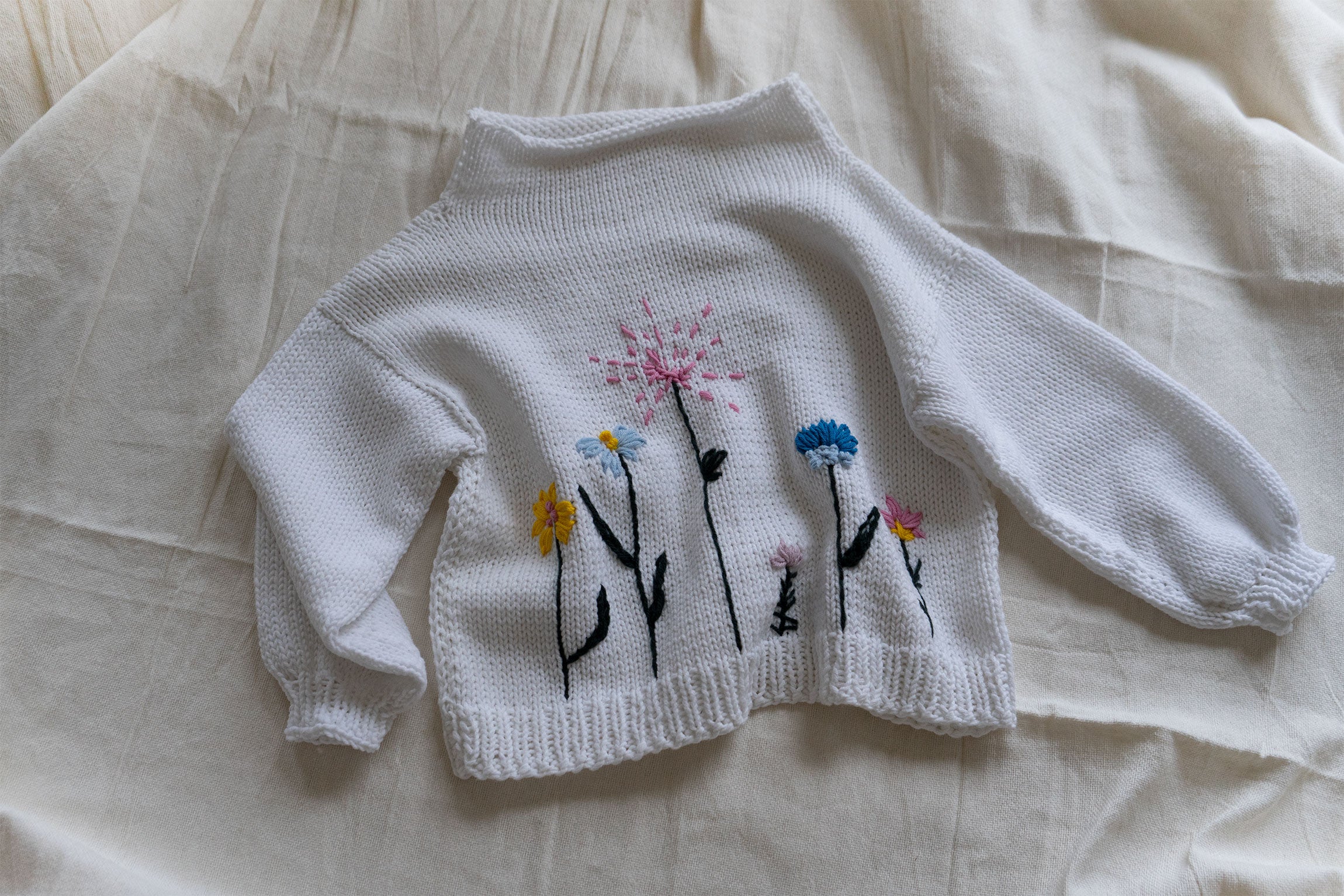 Secret garden hand knitted cotton sweater