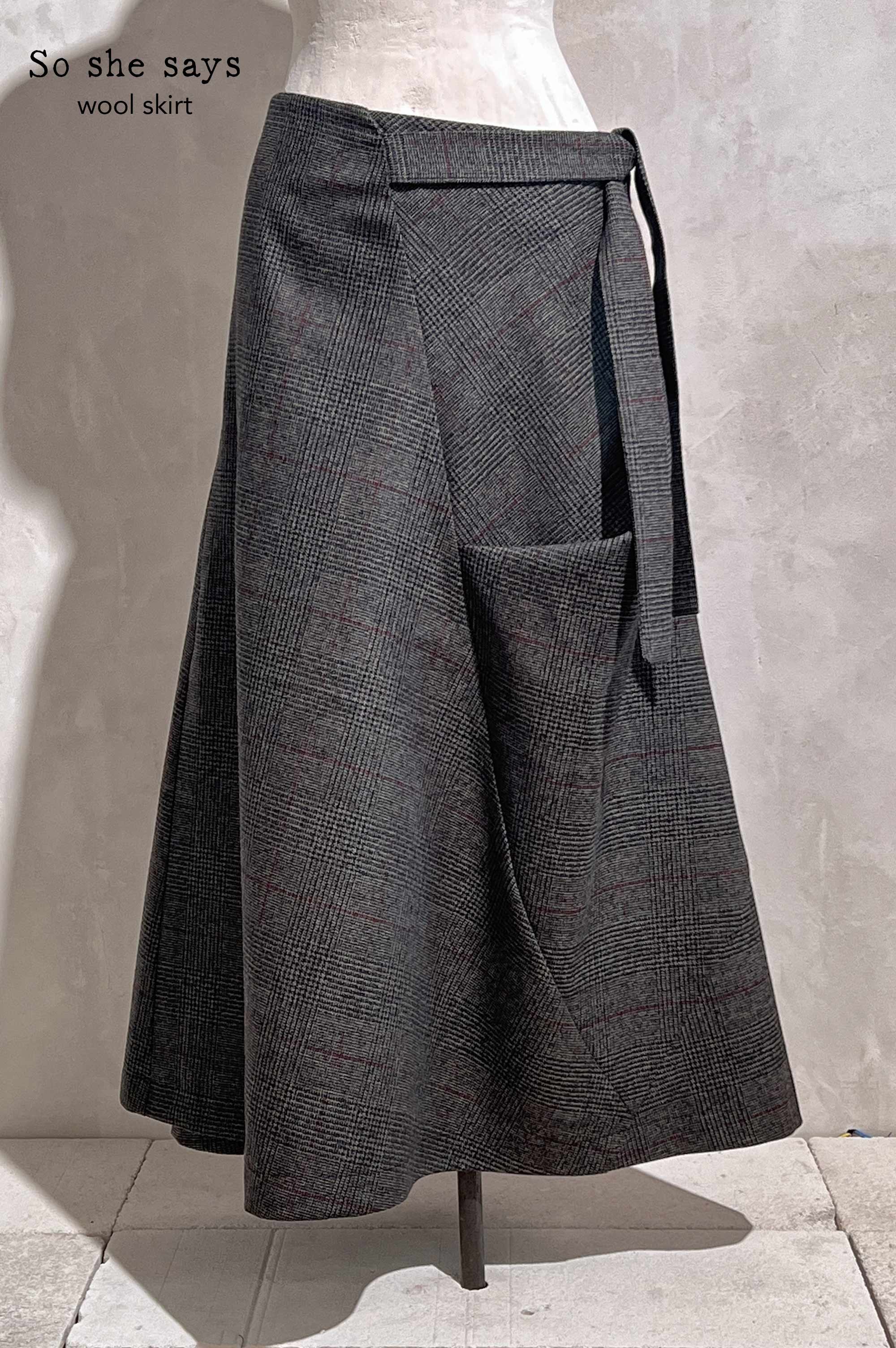 So she says wool skirt
